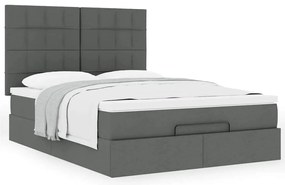Estrutura cama otomana colchão 140x200cm tecido cinzento escuro