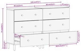 Móveis de apoio 2 pcs 60x33x75cm madeira mangueira maciça preto