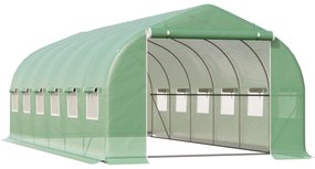 Outsunny Estufa de Túnel 6x3x2m Estufa de Jardim com Porta e 12 Janelas Enroláveis de Polietileno e Aço Galvanizado Verde | Aosom Portugal
