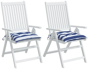 Almofadões p/ cadeira 2pcs 40x40x7 cm tecido riscas azul/branco