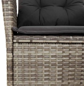 5 pcs conjunto de jantar p/ jardim c/ almofadões vime PE cinza