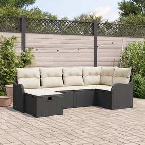 Conjunto de Sofá de Jardim vidaXL com Almofadas Preto Vime PE, Sofá de