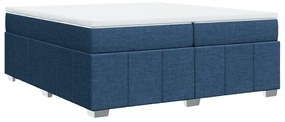 Cama com molas/colchão 200x200 cm tecido azul