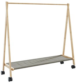 Cabide com prateleiras e rodas 106x34x106,5 cm bambu
