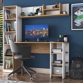 Secretária "Steven" E-1 com Prateleiras e Estante - 120 x 161.8 x 50 c