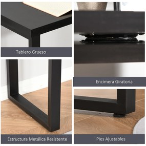HOMCOM Secretária em Forma L Mesa para Computador Giratória 360 Graus com Múltiplas Formas Prateleiras e Grande Espaço de Armazenamento 220x55x79cm Preto
