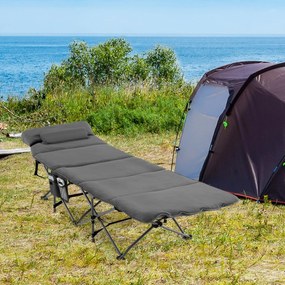 Cama de campismo de viagem dobrável com colchão e almofada amovíveis Capacidade de carga de 150 kg Espreguiçadeira portátil para adultos 185 x 65 x 41