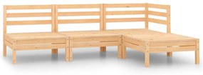 vidaXL 4 pcs conjunto lounge de jardim madeira de pinho maciça