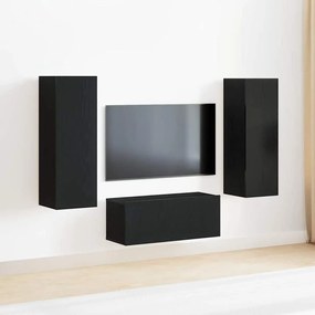Conjunto de Estante para TV vidaXL de 4 Peças Carvalho Preto Madeira Engenheirada