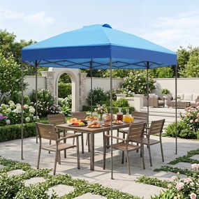 Tenda Dobrável de Jardim Hexagonal, 361,5 x 361,5 x 265 cm, Altura Regulável, Azul