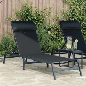 vidaXL Espreguiçadeira 1-pessoa Preto 197 x 54 x 86 cm Aço e textileno