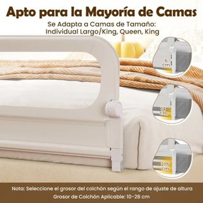 Barreira dobrável para camas infantis, altura ajustável com 178 x 36 x 60 cm, com capa removível em tecido Oxford, base em U, com correia e fivela, br
