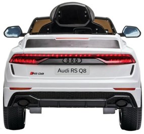 Audi RS Q8 12v, módulo de música, assento de couro, pneus de borracha EVA Branco