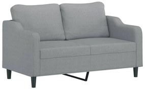 2 pcs conjunto de sofás com almofadões tecido cinzento-claro