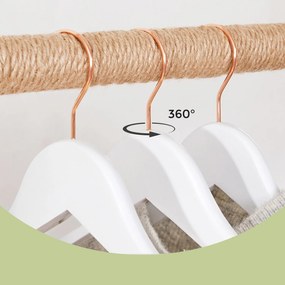 Conjunto de 20 cabides de madeira 44,5 x 23 cm branco + dourado rosa
