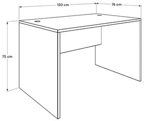 Secretária "Simple" - 120 x 75 x 76 cm - Branco - Design Moderno