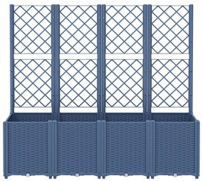 Vaso/floreira de jardim c/ treliça 160x40x140 cm PP cinzento azul