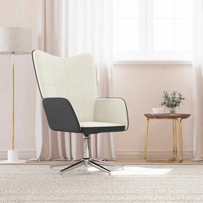 vidaXL Cadeira de descanso PVC e veludo branco nata