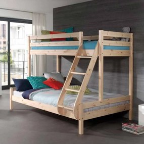 Beliche com Cama Casal PINO MARTIN FAMILY BED (90 x 200 Cm) + (140 x 200 cm) + estrado Natural