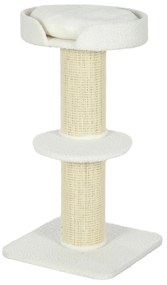 PawHut Arranhador para Gatos Altura 91 cm de 3 Níveis com Ninho Plataforma e Poste de Sisal 45x45x91 cm Creme