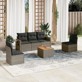vidaXL 6 pcs conjunto sofás de jardim com almofadões vime cinzento
