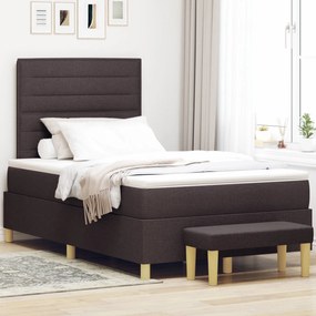 Cama Box Spring com Colchão e Banco Castanho Escuro 120x200 cm Tecido