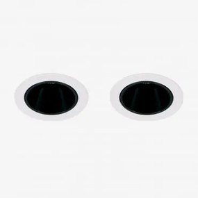 Pack De 2 Downlights Led Embutidos Com Molduras Redondas Ø8 Cm Para Exterior Em Alumínio Luisiana Branco Cálido 2700k & Branco - Preto & 38º & 11 W -