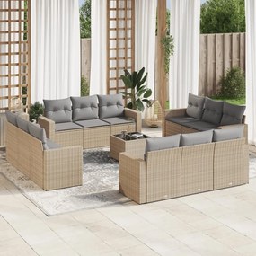 13 pcs conjunto de sofás p/ jardim com almofadões vime PE bege