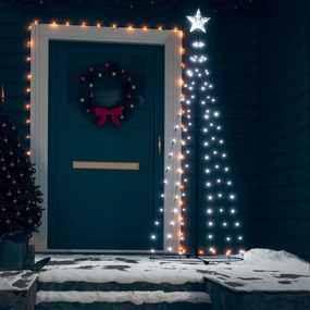 vidaXL Árvore de Natal em cone c/ 100 luzes LED 70x180 cm branco frio