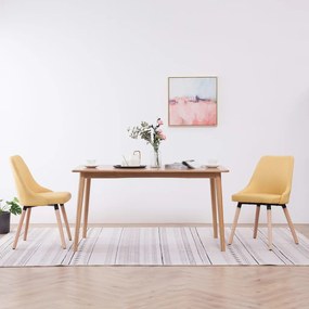 vidaXL Cadeiras de jantar 2 pcs tecido amarelo