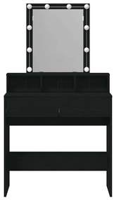 Mesa de Maquiagem com Espelho e Luzes LED Carvalho Preto Madeira Engen