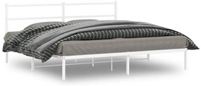 Estrutura de cama com cabeceira 200x200 cm metal branco