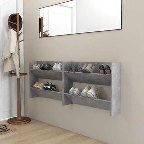 Sapateiras de parede 2 pcs 80x18x60 cm contrapl. cinza cimento