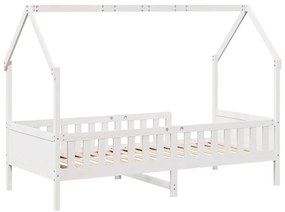 Cama infantil formato de casa 90x190 cm pinho maciço branco