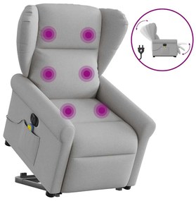 Poltrona elétrica elevatória massagens tecido cinzento-nublado