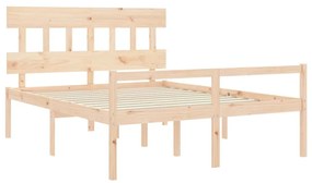 Cama para idosos com cabeceira 160x200 cm madeira maciça