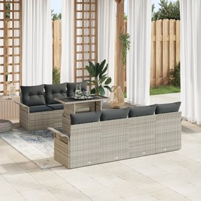 vidaXL Conjunto de Sofás de Jardim de 8 Peças com Almofadas Cinza Claro Rattan PE