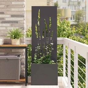 vidaXL Vaso de Jardim com Painel Decorativo Preto 50 x 140 cm