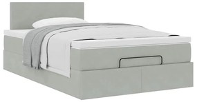 Cama otomana com colchão cinza claro 120x190 cm Veludo