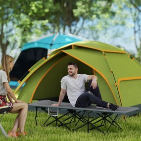 Cama Dobrável de Campismo Praia com Apoio de Cabeça e Bolso Lateral Suporta até 150 kg 187x67x37 cm Cinzento