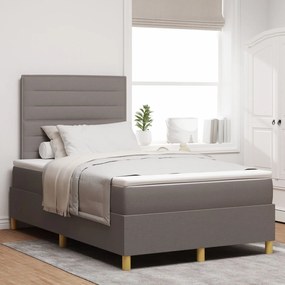 Cama Box Spring com Colchão e LED Taupe 120x200 cm Tecido