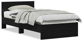 Estrutura de Cama com Cabeceira Carvalho Preto 90x200 cm Madeira de En