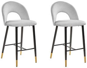 Conjunto de 2 cadeiras de bar em veludo cinzento FALTON Beliani
