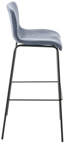 Conjunto de 2 bancos de bar Hoover em tecido e com estrutura preta 43 x 100 x 48 cm Azul
