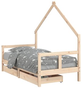 Estrutura de cama infantil c/ gavetas 80x160 cm pinho maciço