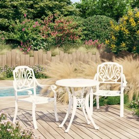 vidaXL 3 pcs conjunto de bistrô alumínio fundido branco