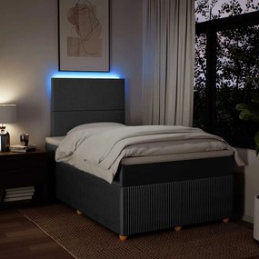 Cama boxspring com colchão 120x190 cm tecido cinzento-escuro