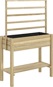 Outsunny Canteiro Elevado com Treliça e Prateleira Pinho Natural 88x37x137 cm | Aosom Portugal