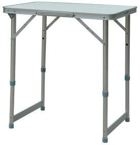 Outsunny Mesa de Campismo Dobrável e Ajustável de 47,5 a 64 cm- Cor: Branco- Alumínio e MDF- 60 x 45 x 64 cm