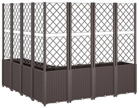 Vaso/floreira de jardim c/ treliça 160x160x140 cm PP castanho